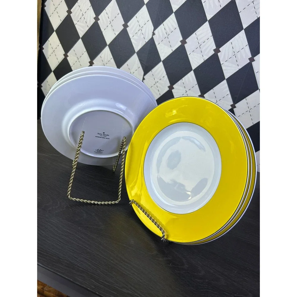 Set of 6 Kate Spade x Lenox Yellow Rutherford Circle Plates 9.5